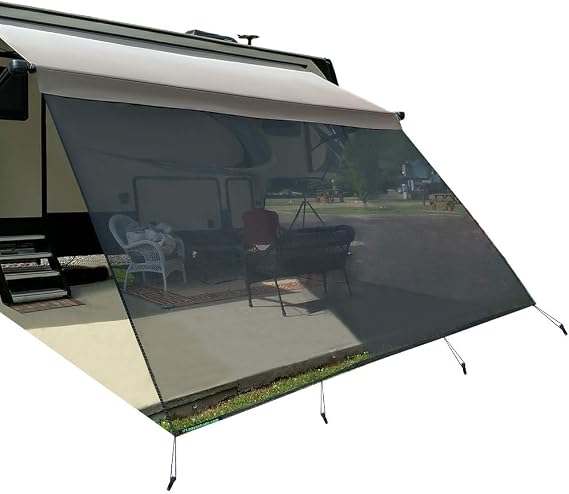 Leaveshade RV Awning Sun Shade Screen 10' X 17' 3''(Fit for 18' Awning) Mesh Sunshade for RV Awning Block UV Galare Motorhome Camping Trailer Awning Sunscreen Sunblocker - (Black)