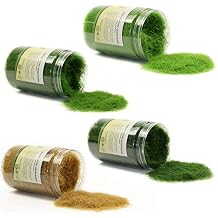 CFA4 4 x 300ml Mixed 12mm Static Grass Terrain Powder Green Fake Grass Fairy Garden Miniatures Landscape Artificial Sand Table Model Railway Layout