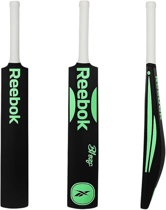 Reebok Blaze Plastic Cricket Bat Full Size 34" 4.5", Lightweight PVC, Durable Design for Practice & Recreational Play, Suitable for Ages 15+ (Green)