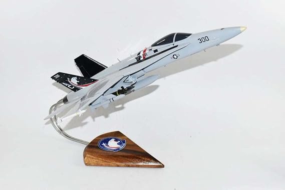 Squadron Nostalgia LLC VFA-131 Wildcats USS Eisenhower 2011 F/A-18C Model, Navy, 1/37th (18") Scale, Mahogany
