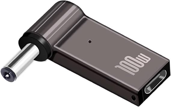Female USB C to DC 5.5mm x 2.1mm Male Converter for Laptop, 20V USB Type C Input to DC5521 Power Converter up to 100W, Work with PD Charger/PD Power Bank and c to c Cable 90 Degree