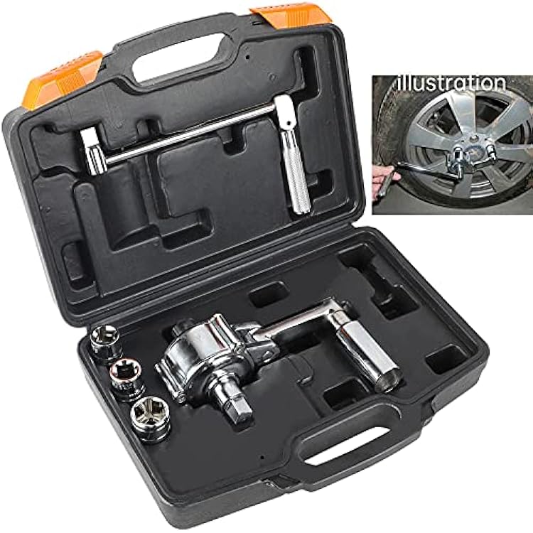 Autory Torque Multiplier Wrench 12 Drive, Torsion Torque Multiplier Wrench 3200N.M Lug Nut Remover 16 Times Trans-Speed Labor Saving with 3 Free Socket Lug