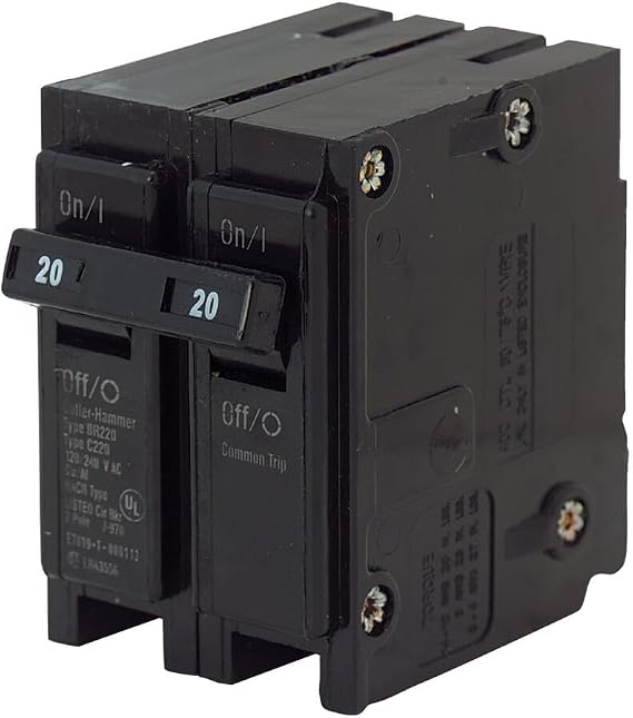 Eaton Cutler-Hammer BR220 BR-Series Circuit Breaker, 2-Pole, 120/240-VAC, 20-Amp
