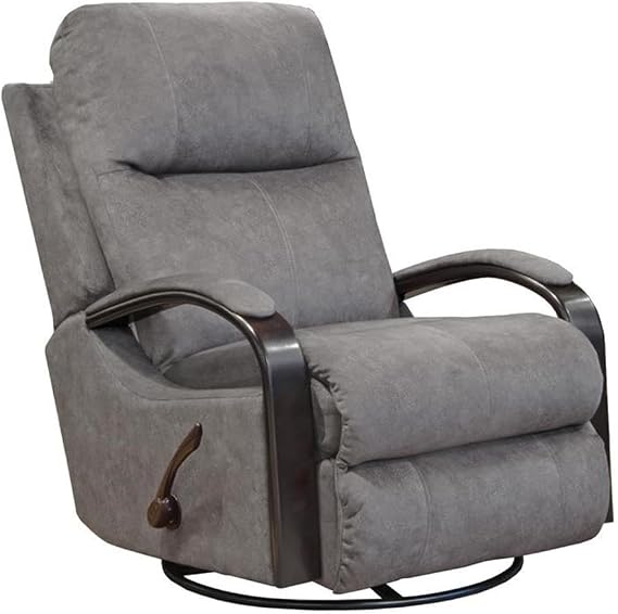 Catnapper Thomas Swivel Glider Recliner in Graphite Gray Polyester Fabric