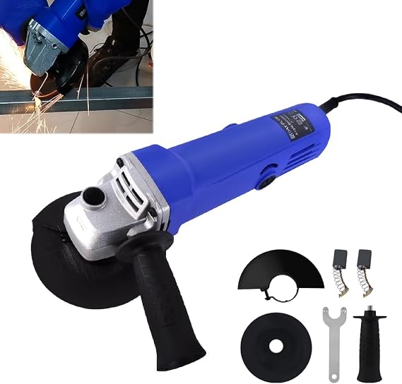 Qimu Electric Angle Grinder 2000W Corded Electric Angle Grinder 115mm Disc 4 Inch Grinding Tool 12000 RPM with Auxiliary Handle, Wrench and Wheel Disc for Metal,Tile, Cutting, Grinding, Polishing