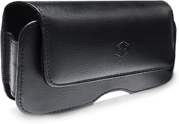Premium Military Grade FLIP Phone Case, Outdoor Tactical Pouch Holster Flip Phone Belt Case Fits Kyocera Cadence, Dura XTP, Dura XV E4520 Dura XE, Doro 7050 & Most FLIP Phones (Black Horizontal)