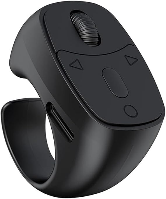 Mouse Tasarım Bluetooth Uzaktan Yüzük Kumanda Sayfa Çevirici Video Selfie Kumandası FC1160 (Siyah)