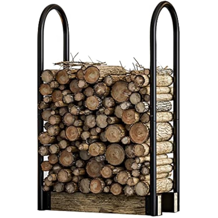 Fire Beauty Firewood Log Rack Adjustable Bracket Kit, Fireplace Wood Storage Holder,Black Powder,Coated Steel, Outdoor and IndoorAdjustable