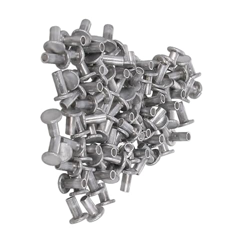 200PCS Round Flat Head Rivet 2x4mm/0.08x0.16inch Aluminum Round Flat Head Rivet Semi-Tubular Silver Tone