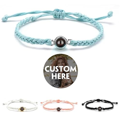 HDSD Custom Bracelet with Picture Inside - Picture Bracelet Personalized Photo & Text for Couples, Womens Identification Bracelets, Memorial Gifts for Loved Ones, Family and Friends