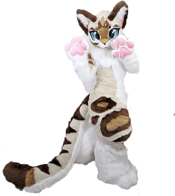 Custom Size White Cat Fursuit Fullsuit Teen Birthday Party Cosplay Costumes Curved Legs Full Furry Suit Furries Animie Digitigrade Costume Bent Legs Angel Dragon