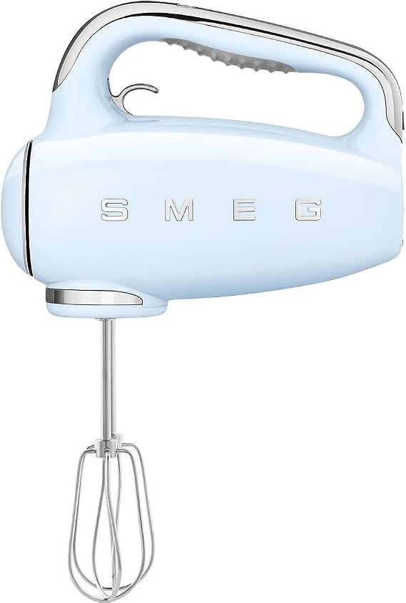 SMEG, HMF01PBEU Electric Mixer, 9 Speed Levels, Turbo Function, Smooth Start Start System, 4 Whips, 2 Ganci Mixers and Cases, 250 W, Blue