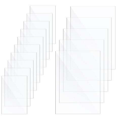 Acrylic Sheet Clear 10x15cm 29.7x21cm 15Pcs Perspex Sheet 1mm Transparent Plexiglass Plastic Panels for Picture Frame Glass Replacement, Painting, DIY Crafts, Display Projects, Easy to Cut