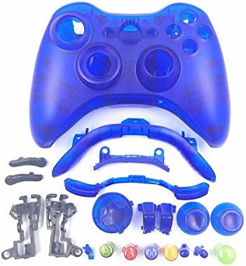 Housing Case Shell Cover with Full Buttons Accesories kits for Xbox 360 Xbox360 Wireless Controller Clear Blue