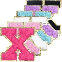 6Pcs 3.1 Inch Iron on Chenille Letter Patches, Glitter Preppy Varsity Letter Patches for Clothes and Hats, Alphabet Cloth Patch for Team Costume Decoration(Mixed Color, X)