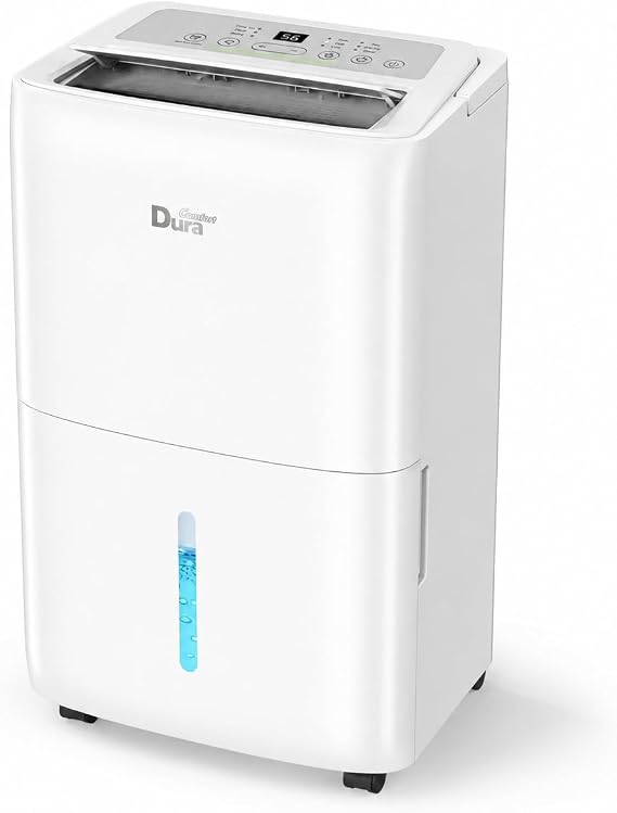 DuraComfort 25 Pint Dehumidifier for Basement and Home with Drain Hose, 25 Pints up to 1500 sq.ft, 24-Hour Timer