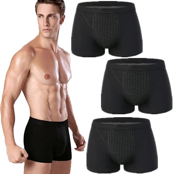 Magnetic Therapy Energetic Men Panties, Briefs Health Care Pant, Men Underwear Breathable Boxer (3PCS,2XL)