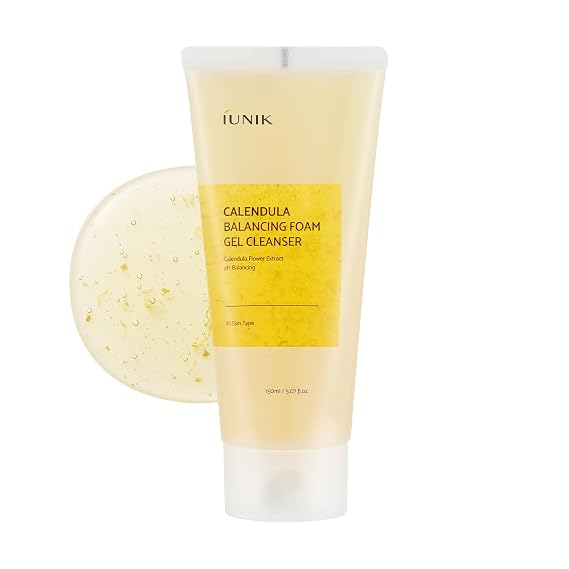 IUNIK Calendula Balancing Foam Gel Cleanser -Low pH Daily Facial Wash fl oz