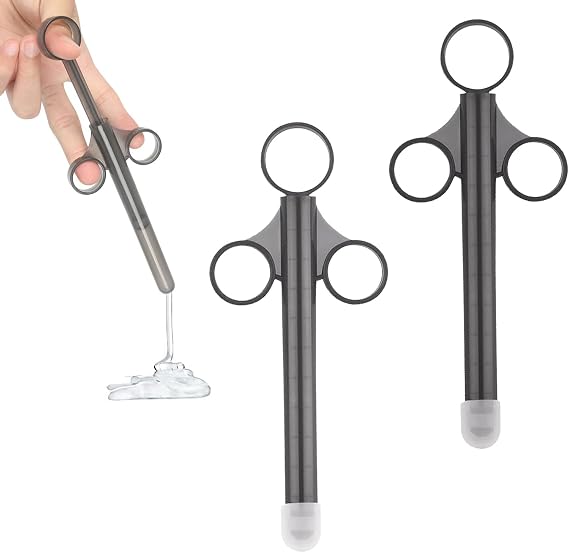 2 Pcs Lube Applicator Injectors, Lube Applicator Personal Lube Applicator Syringe Lube Applicator Launcher with Smooth Rounded Tip for Men Women Couples (Grey)