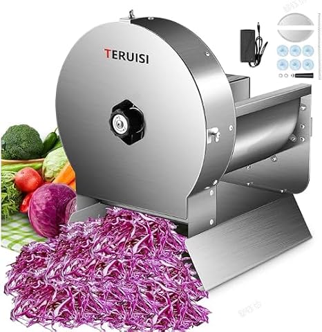 Electric Vegetable Slicer, 120W Commercial Fruit Cutter Machine with 0-0.5'' Thickness Adjustable, Stainless Steel 2 in 1 Manual & Electric Food Slicer for Lemon Potato Onion Tomato, 220V