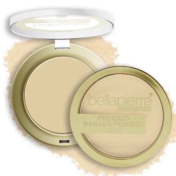 Bellapierre Pressed Banana Setting Powder Compact Color-Correcting Banana Powder, Matte Translucent Finish, Under-Eye Brightening Baking Powder, Talc-Free, Lightweight Light 0.28 oz