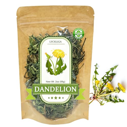Dandelion Leaf & Root Loose Leaf Tea Diente de Leon Whole Dandelion for Digestive Support & Detox, 2 oz 56g, 100% Natural Taraxacum, Vegan, Non-GMO, Caffeine-Free