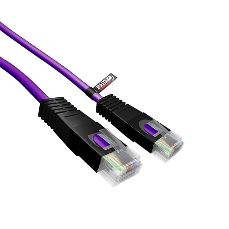 rhinocables Crossover Data Cable – Cat5e RJ45 Copper Lead for PC-to-PC Networking, LAN Bridge Links & Hardware Configuration | Flexible PVC Housing (Violet, 2m)