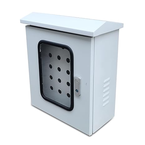 Outdoor Electrical Box, IP65 Waterproof Double Door Electrical Cabinet with Lock & Mounting Plate, Viewing Window(50x60x25cm/20x24x10in)