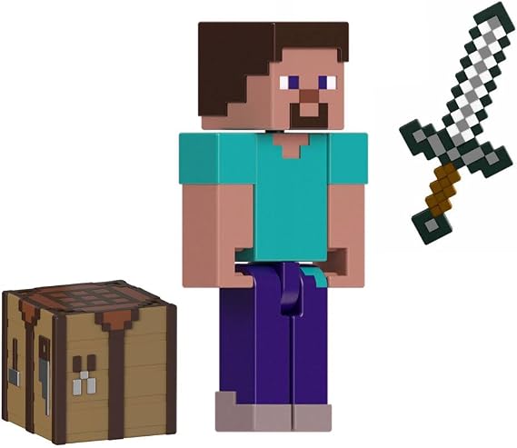 Mattel Minecraft Action Figure & Accessory 2-Pack with Steve 3.25-Inch Scale Collectible Toy Set