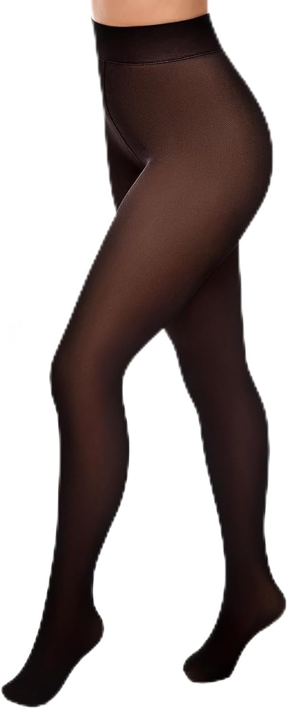 SINOPHANT Fleece Lined Tights Women High Waisted Fake Translucent Warm Pantyhose Leggings Sheer Thick Tights for Winter