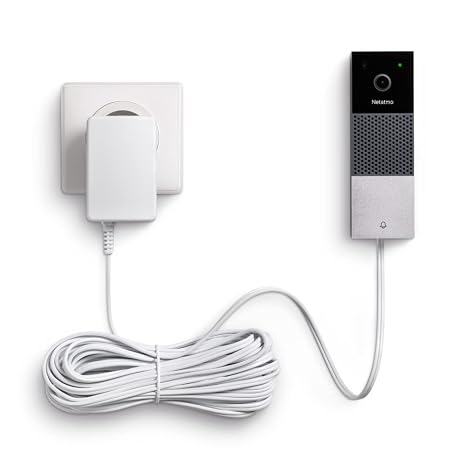 Netatmo Plug-in Transformer model # NDB-ACC-PIT for The Video Doorbell |10m wire provides an easy installation of the Netatmo Video Doorbell when there's no wired doorbell connection.