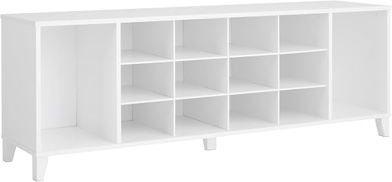 Prepac White Shoe Cabinet, Entryway Bench, Mud Room Organization and Storage Bench with 14 Shoe Cubbies 15" D x 60" W x 21.25" H