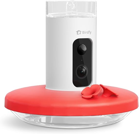 Birdfy Smart Hummingbird Feeder with Camera for Outdoor Hanging, Wireless Bird Watching Camera Auto-Capture Motion Video & Send Instant Alerts, Battery-Powered, Ant and Bee Proof, Leak-Proof, 14 Oz