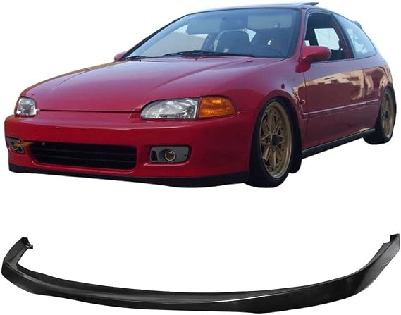Fit 1992-1995 Honda Civic Front Bumper Lip EG SIR Style Unpainted Black