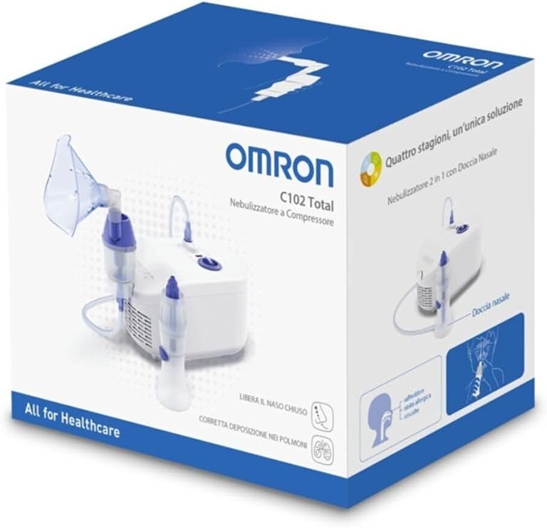 Omron C102 Total Kompresörlü Nebulizatör, 2'si Bir Arada Burun Yıkamalı