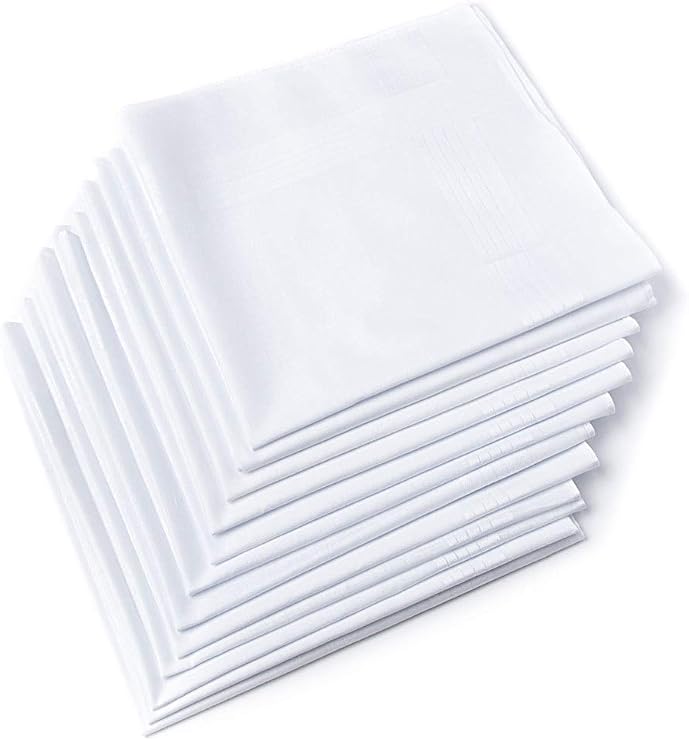 12 Pack Classic White Cotton Handkerchief