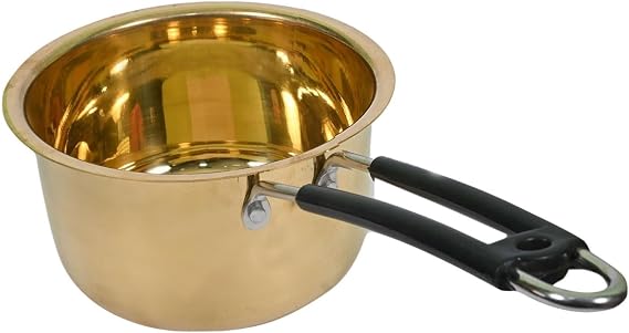 Pure Brass Tea Saucepan – 2L Non-Toxic Ayurvedic Cookware for Healthy Boiling, Traditional Indian Kitchen Essentials