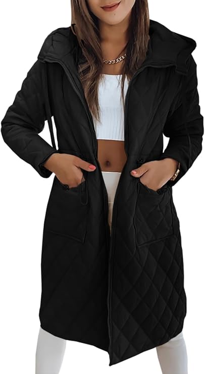 Imily Bela Womens Long Quilted Puffer Jackets Lightweight Hooded Outerwear