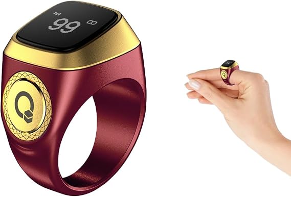 Anlising Smart Ring Counter, Smart Tasbih Zikr Ring, Muslim Islamic Prayer Smart Rings, Tasbih Counter Smart Ring, Tasbeeh Smart Counter, Digital Electronic Smart Tally Counter for Prayer(Brown, 18MM)