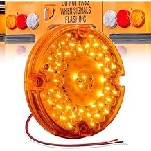TRUE MODS 7" Round 47-LED Turn Signal Tail Light For School Bus Transit Vehicles Refuse Hauler [DOT FMVSS-108] [SAE I6] [TBT Function] [9-16V DC] For Trailer Truck - AMBER
