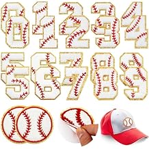 22 Pcs Baseball Number Patches Chenille Self Adhesive Baseball Patch Embroidered,Include 20 Number Patch 0-9 Applique,2 Baseball Sew on Patch Game Day Stickers for Backpacks Hats