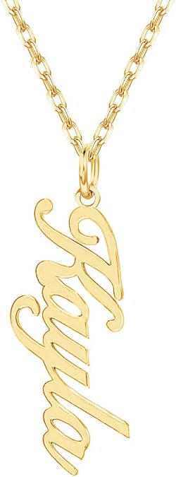 Dreamdecor Tiny Name Necklace Personalized, 18k Gold Plated Vertical Custom Nameplate Jewelry Gift for Christmas