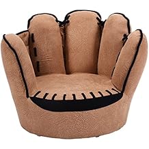 Costzon Kids Couch with Solid Wood Frame & Baseball Glove Design, Children Armchair for Play Room, Nursery, Kindergarten, Kids Room, Gift for Boys & Girls (Brown)