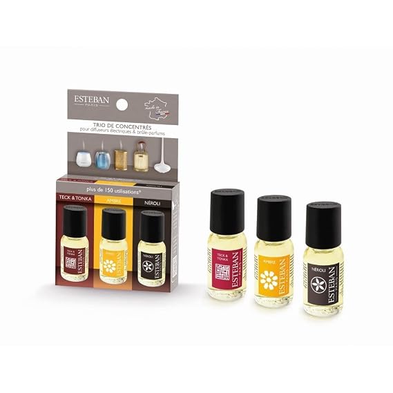 Esteban Paris 3 Refresher Oil Trio Teck & Tonka, Ambre, Neroli, (3 x 15ml)