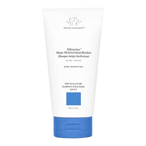 Drunk Elephant Silkamino Mega-Moisturizing Masker - 210 ml/7 fl oz - Silk Amino Acids - Clean Clinical - Sulfate-Free - Cruelty-Free - Dermatologist-Tested - Free of Essential Oils, Silicones, and SLS