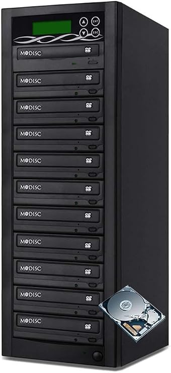 BestDuplicator Pro HD Series - 10 Target External Disc DVD/CD Duplicator with 500GB Hard Disk Drive,Built-in 24X BD Certified Burners