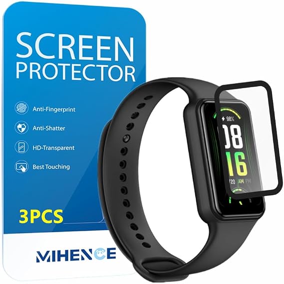 [ 3PCS ] Compatible with Amazfit Band 7 Screen Protector, 3D Full Screen Coverage Curved Edge PAMA Protective Film for Fitness Tracker, transparent