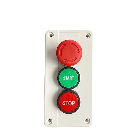Start Stop NC Emergency Stop NO Red Green Control Electric Circuit 600V 10A Off-ON-Off Flat Push Button Switch (Color : Start Stop)