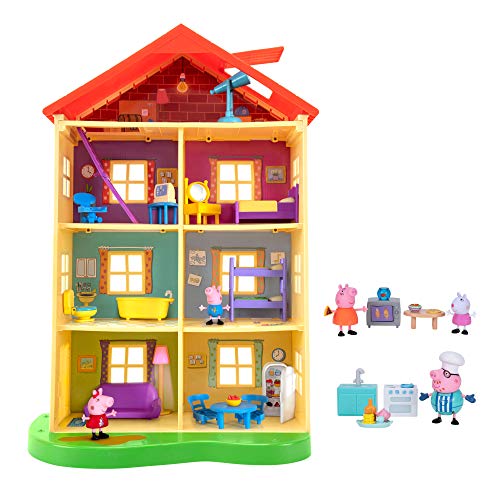 Peppa Pig Lights N Sounds Family Home, with Two Bonus Little Rooms - Includes 5 Character Toy Figures Plus Toy Home Furnishings for a Total of 20 Fun Accessories -