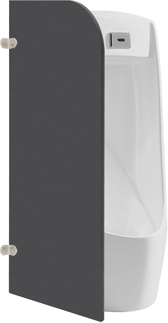 Urinal Partition Panel, 15.8 x 35.5 Inches Wall-Mounted Urinal Screen Toilet Partition, Men's Urinal Privacy Waterproof Baffle for Hotel/Schools/Shopping Malls/Public Places (Black, Rounded Corners)
